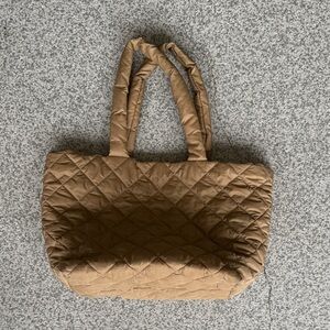 Quilted Tan Tote Bag